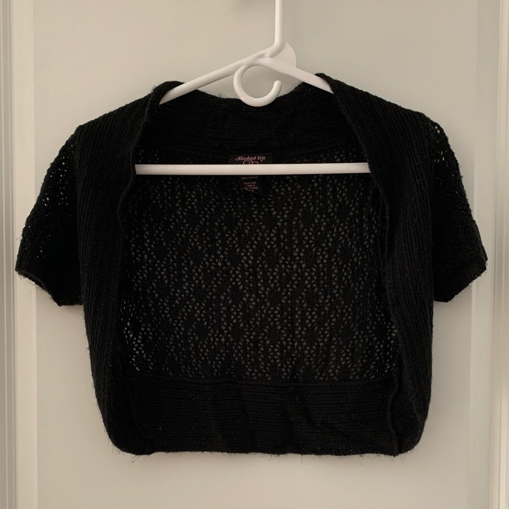 Black Crotchet Cropped Cardigan